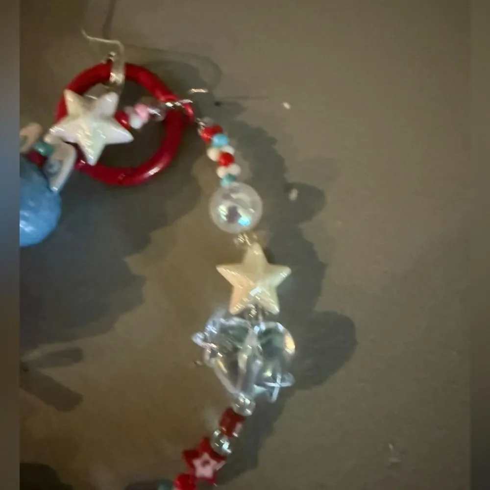 Brand new labubu cute  blue t Red Beaded Keychain / bag charm